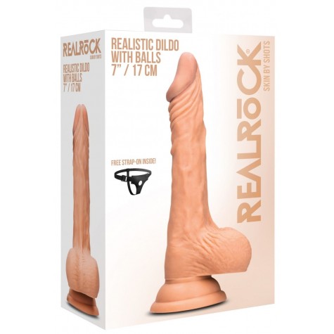 Телесный фаллоимитатор Realistic Dildo With Balls - 17 см.