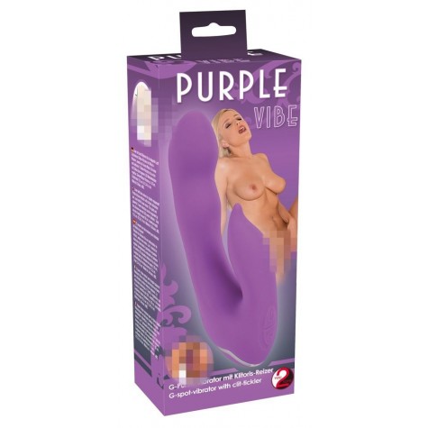 Фиолетовый вибромассажёр для внутренней и наружной стимуляции Purple Vibe G-Spot - 20 см.